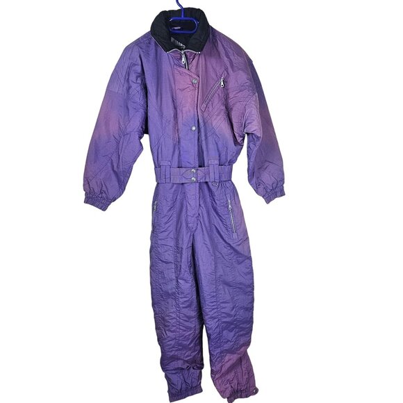 VTG 90s Cornice Iridescent Ombre Purple Ski Snowsuit S One Piece Jumpsuit Winter - Picture 1 of 11